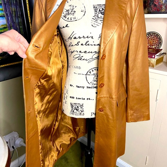 Unique copper buttery soft leather coat. Fully lined. Freccia D’Oro Size L - Picture 6 of 11